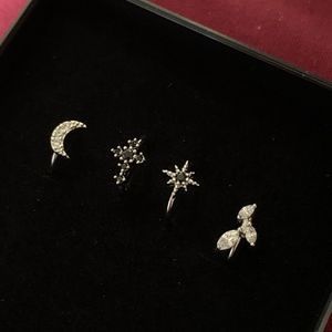 Set of 4 bendable nose hoops celestial theme